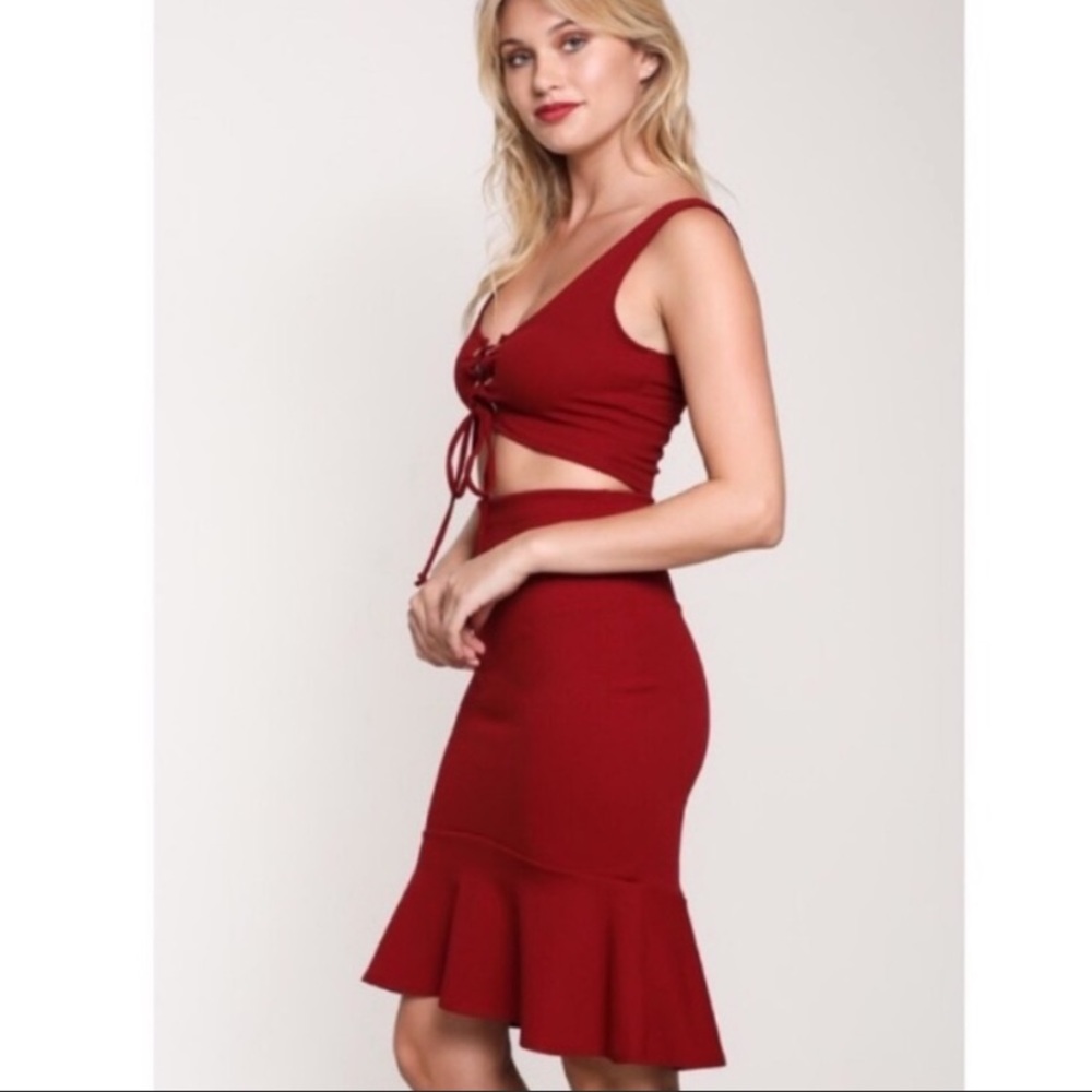 2 piece burgundy set